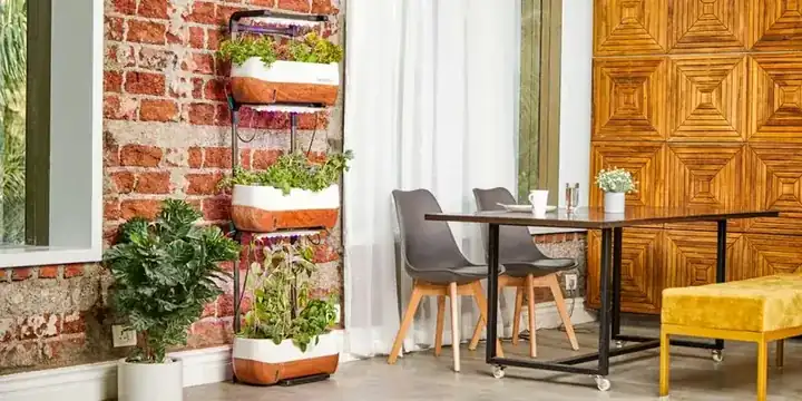 Tuinbank in acacia en steen voor buiten