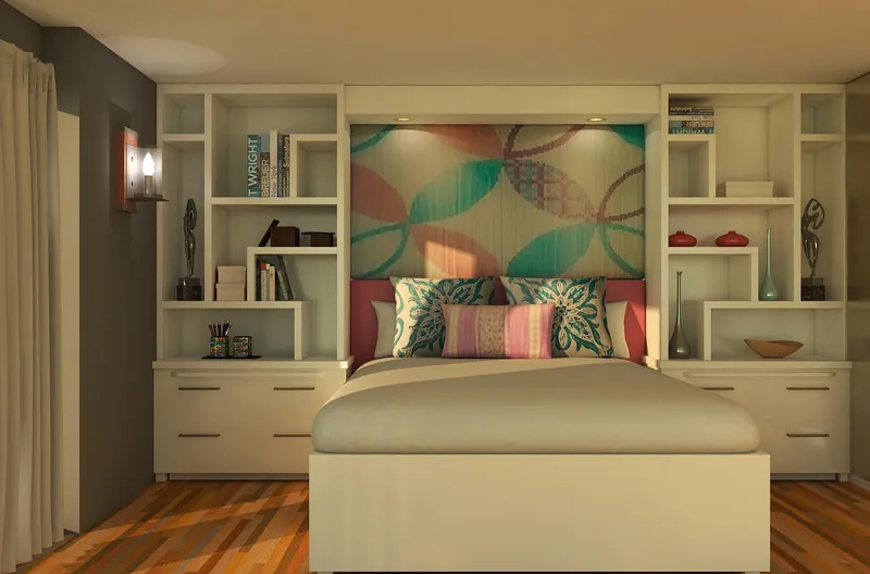 Carved wooden bed headboard made in India