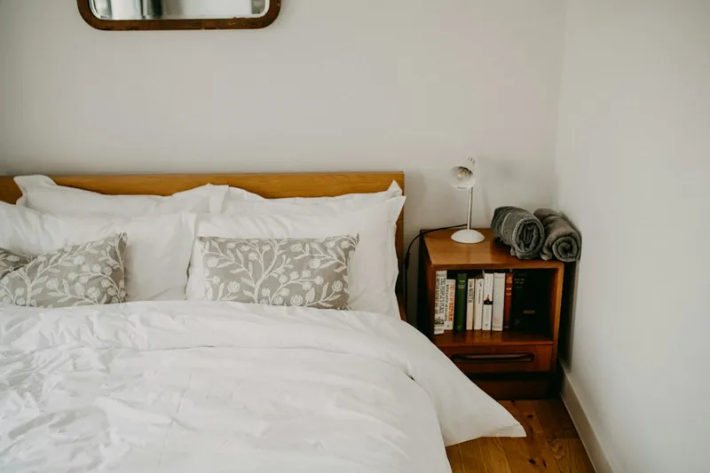 Mid-century solid wood nightstands in the CB2 style