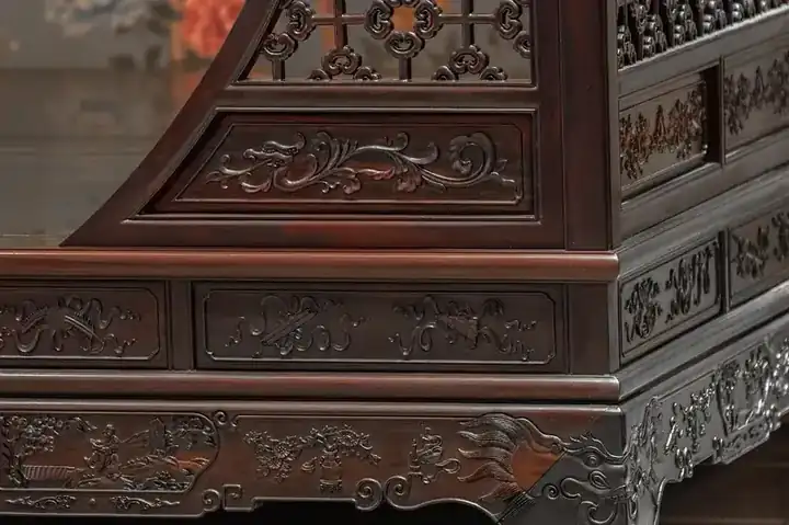 Solid rosewood bookshelf with deep dark figured grain, handcrafted in Jodhpur, India