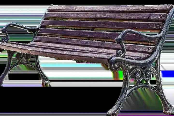 Iron and wood bench